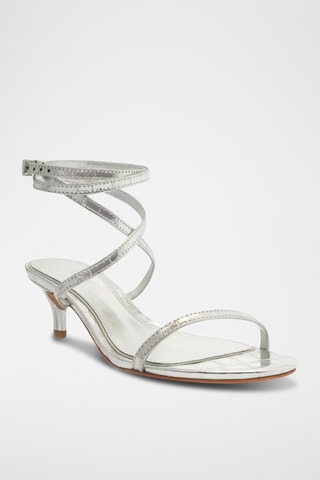 Sandalias de piel de tacón - Plateado