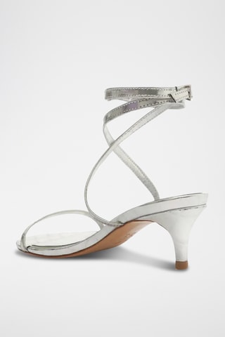 Sandalias de piel de tacón - Plateado