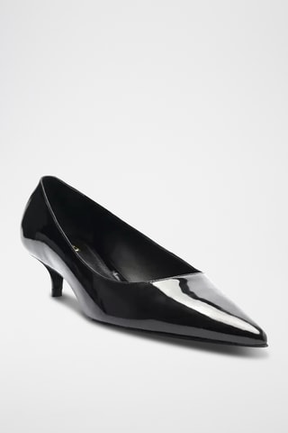Zapatos de piel de charol de tacón - Negro