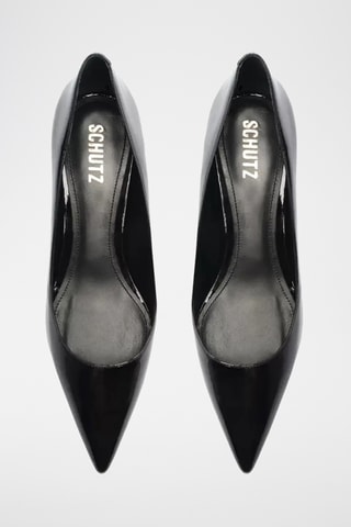 Zapatos de piel de charol de tacón - Negro