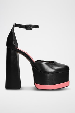 Sandalias de piel de tacón - Negro