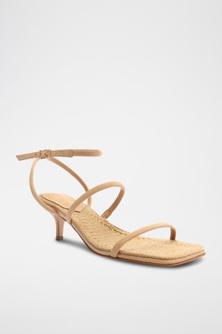 Sandalias de piel de tacón - Beige