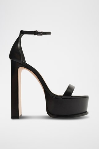 Sandalias de piel de tacón - Negro