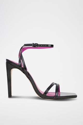 Sandalias de tacón con brillo - Negro