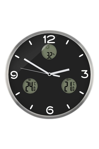 Reloj - 30 cm - Negro y plateado