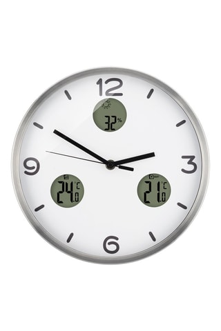 Reloj - 30 cm - Blanco y plateado