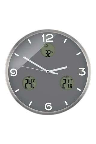 Reloj - 30 cm - Gris oscuro y plateado