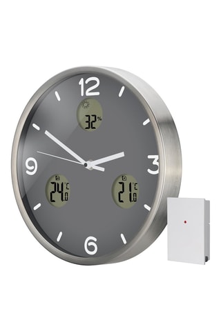 Reloj - 30 cm - Gris oscuro y plateado