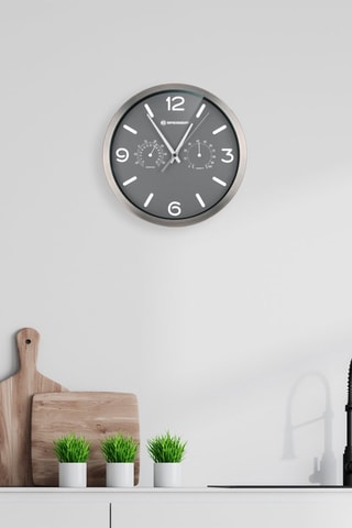 Reloj mural MyTime ND DCF Thermo - 25 cm - Gris oscuro - Bresser