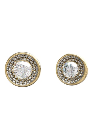 Oorbellen Unique Solitaire - Goudkleurig en Wit