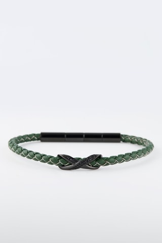 Armband Franco - Leer en Doublé Zwart Ion