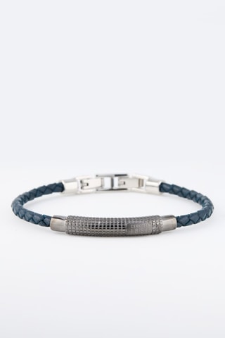 Armband - Leer en Ion Doublé Grijs