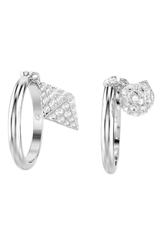 2 anéis com cristais Swarovski - Prateado