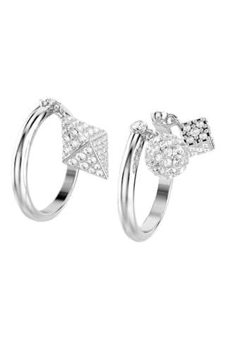 2 anéis com cristais Swarovski - Prateado