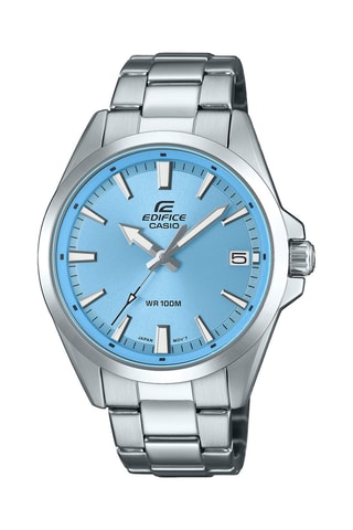 Stalen Quartz Horloge - Zilverkleurig en Lichtblauw