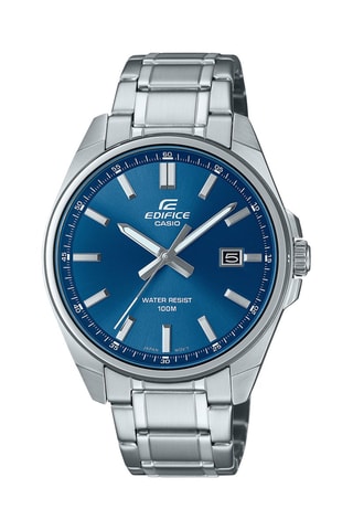 Stalen Quartz Horloge - Zilverkleurig en Blauw