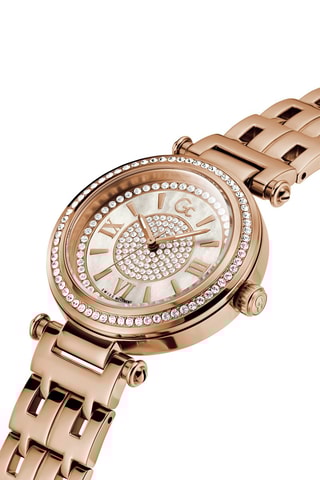 Stalen Quartz Horloge met Swarovski Kristallen - Roségoudkleurig en Wit