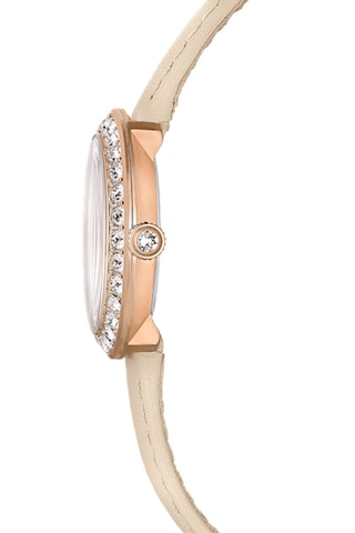 Relógio de quartzo em couro, dourada a ouro rosa e adornada com cristais Swarovski Certa