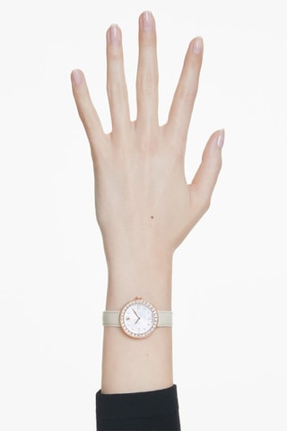 Relógio de quartzo em couro, dourada a ouro rosa e adornada com cristais Swarovski Certa