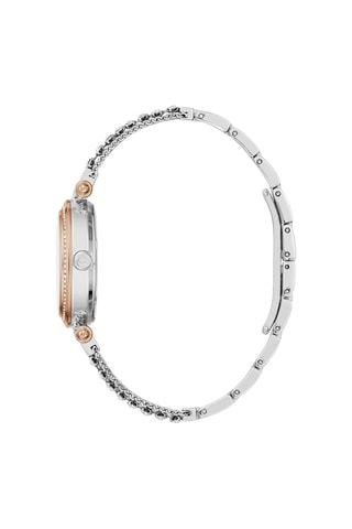 Quartz Horloge met Swarovski Kristallen - Zilverkleurig en Roségoudkleurig