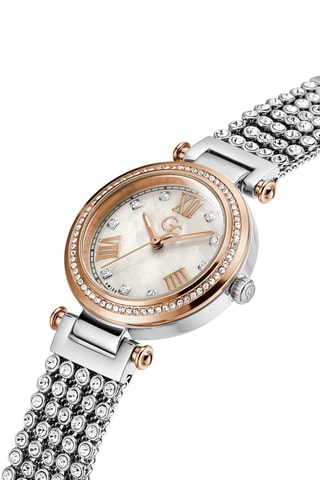 Quartz Horloge met Swarovski Kristallen - Zilverkleurig en Roségoudkleurig