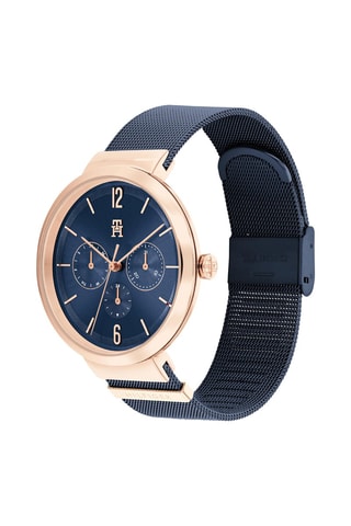 Stalen Quartz Horloge - Marineblauw en Roségoudkleurig