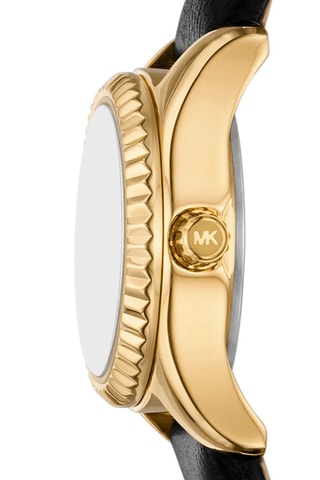 Leren Quartz Horloge - Zwart en Goudkleurig