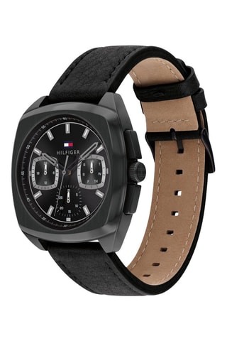 Leren Quartz Horloge Apollo - Zwart
