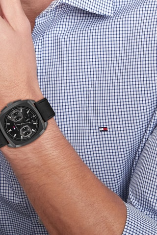 Leren Quartz Horloge Apollo - Zwart