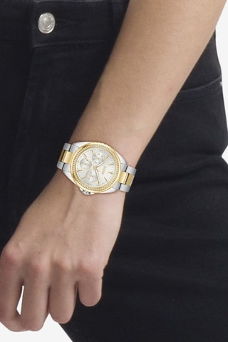 Stalen Quartz Horloge - Chronograaf - Zilverkleurig en Goudkleurig