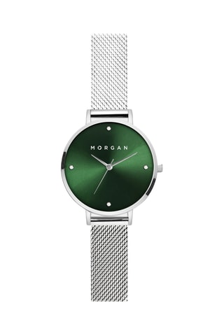 Stalen Quartz Horloge - Zilverkleurig en Groen