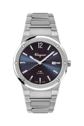 Quartz Horloge van Staal - Zilverkleurig en Marineblauw