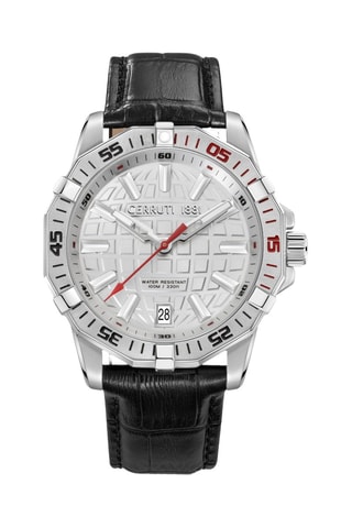 Leren Quartz Horloge Vallelaghi - Zwart en Zilverkleurig