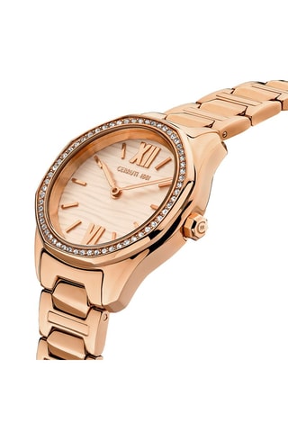 Relógio de quartzo em aço Bretagna Dourado-rosa