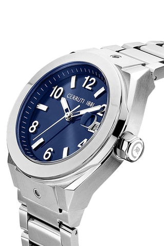 Montre à quartz en acier Ruscello - Argenté et bleu marine