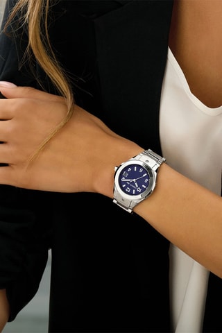 Montre à quartz en acier Ruscello - Argenté et bleu marine