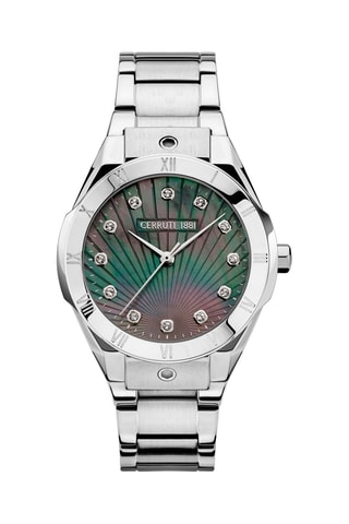 Stalen Quartz Horloge met Parelmoer en Swarovski Kristallen Ruscello - Antraciet en Antraciet