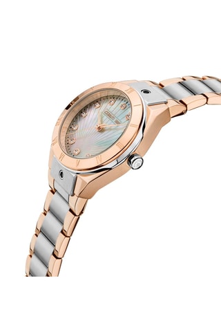 Stalen Quartz Horloge met Parelmoer en Swarovski Kristallen Ruscello - Roségoudkleurig en Zilverkleurig