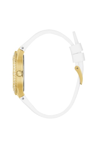 Relógio de quartzo em silicone - Branco e dourado