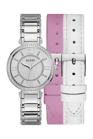 Stalen Quartz Horloge en 2 Leren Horlogebanden