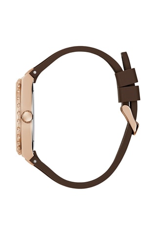 Relógio de quartzo em silicone ­- Castanho e dourado-rosa