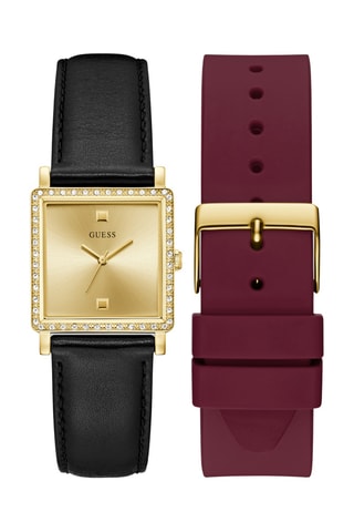 Set Leren en Silicone Quartz Horloge en Horlogeband