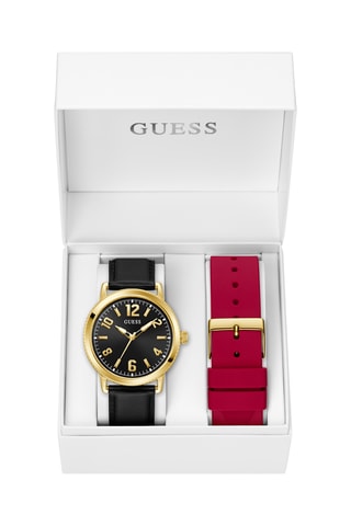 Coffret relógio de quartzo e braceletes em couro e silicone