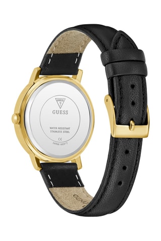 Leren Quartz Horloge - Zwart en Goudkleurig