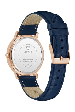 Leren Quartz Horloge - Blauw en Roségoudkleurig