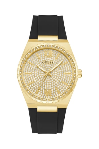 Relógio de quartzo em silicone - Preto e dourado