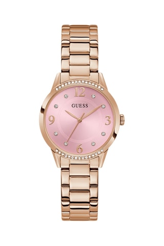 Stalen Quartz Horloge - Roségoudkleurig en roze
