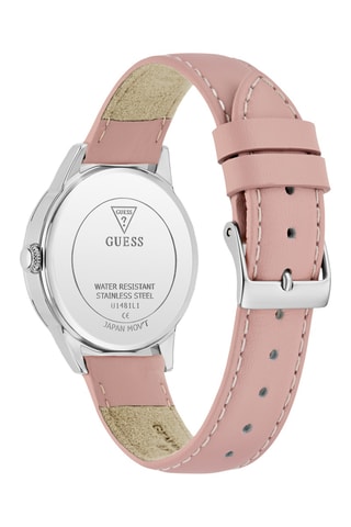 Leren Quartz Horloge - Roze en Zilverkleurig