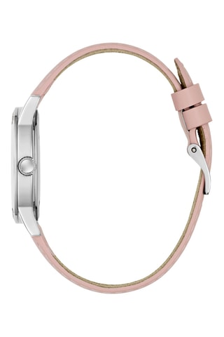Leren Quartz Horloge - Roze en Zilverkleurig