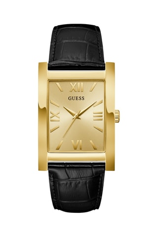 Relógio de quartzo em couro - Preto e dourado